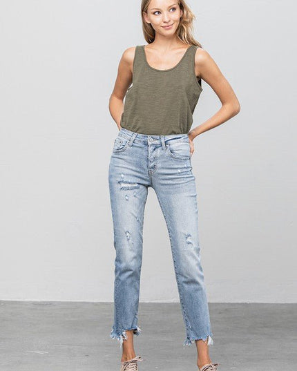 INSANE GENE MID WAIST STRAIGHT JEANS - Sleekdenim.com