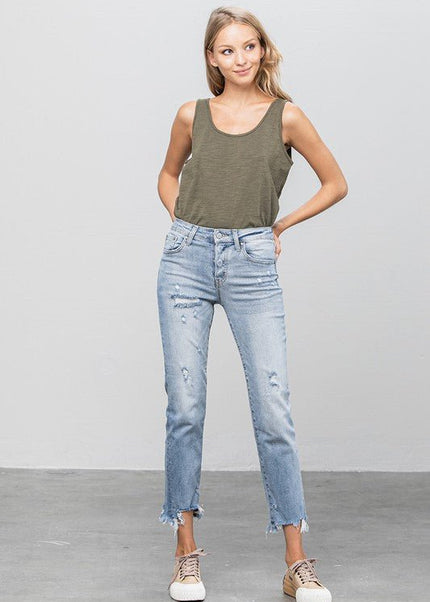INSANE GENE MID WAIST STRAIGHT JEANS - Sleekdenim.com