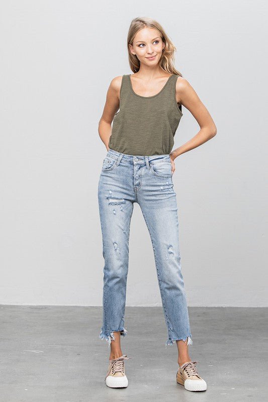 INSANE GENE MID WAIST STRAIGHT JEANS - Sleekdenim.com