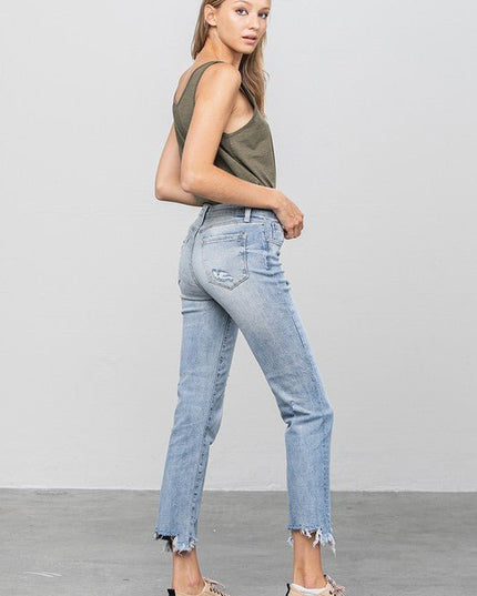 INSANE GENE MID WAIST STRAIGHT JEANS - Sleekdenim.com