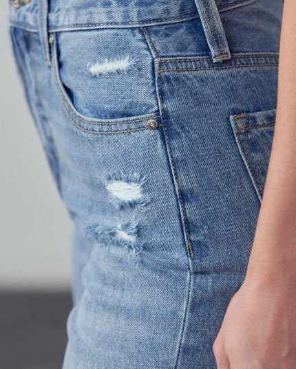 INSANE GENE TAPERED HEM CROPPED HIGH RISE GIRLFRIEND JEANS - Sleekdenim.com