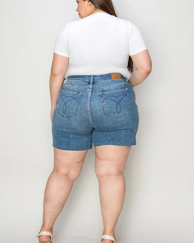Judy Blue Full Size High Waist Slim Denim Shorts - Sleekdenim.com