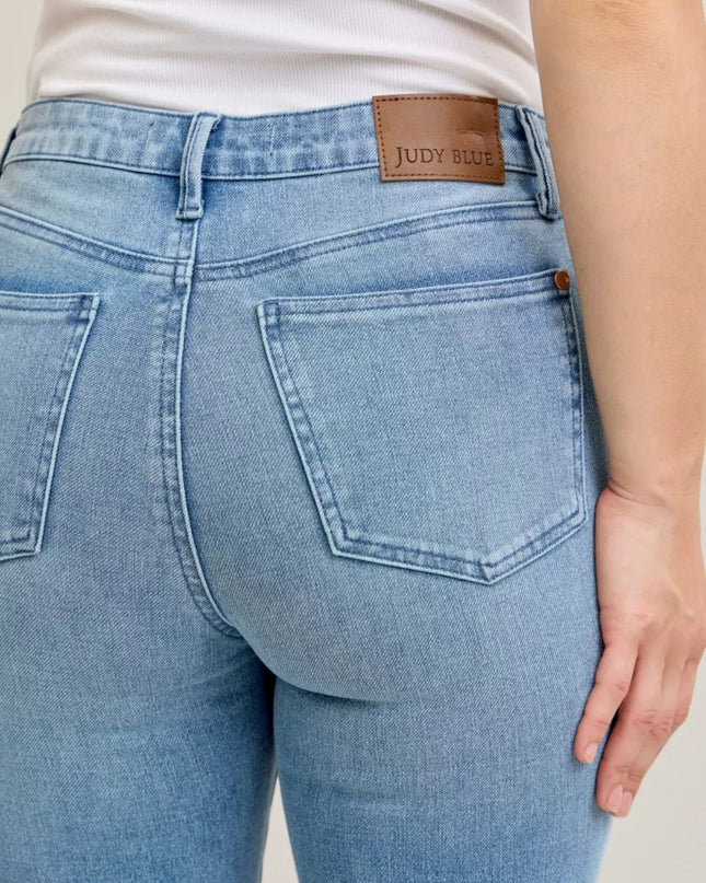 Judy Blue Full Size Mid Rise Bootcut Jeans with Contrast Wash & Front Patch Pockets Plus Size - Sleekdenim.com