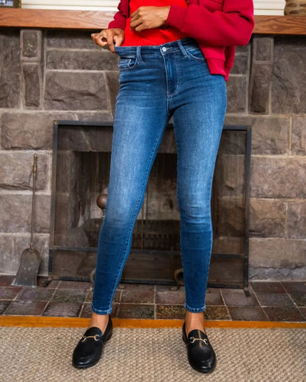 Judy Blue Full Size Washed Thermal Skinny Jeans Plus Size - Sleekdenim.com