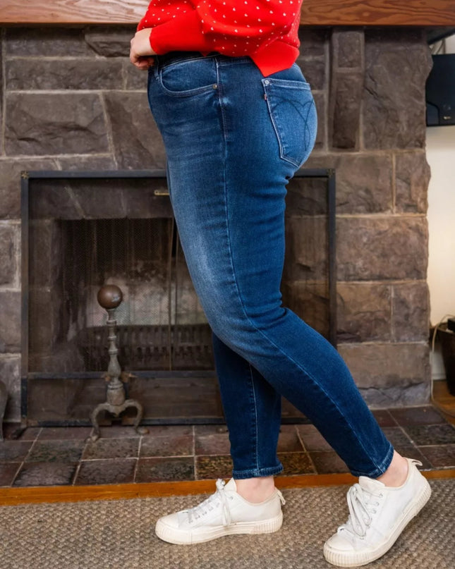 Judy Blue Full Size Washed Thermal Skinny Jeans Plus Size - Sleekdenim.com