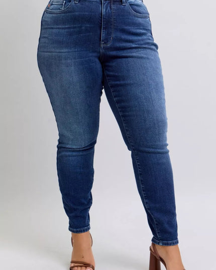 Judy Blue Full Size Washed Thermal Skinny Jeans Plus Size - Sleekdenim.com
