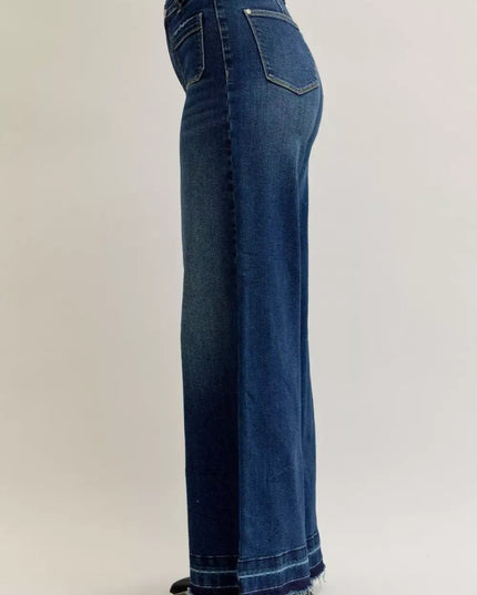 Judy Blue High Waist Palazzo Jeans with Front Patch Pockets - Sleekdenim.com