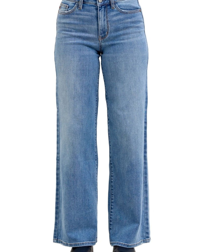 Judy Blue Mid Rise Retro Wide Leg Jeans 82702 - Sleekdenim.com