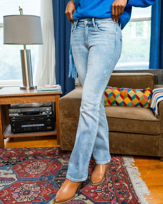 Judy Blue Mid Rise Thermal Bootcut Jeans - Sleekdenim.com