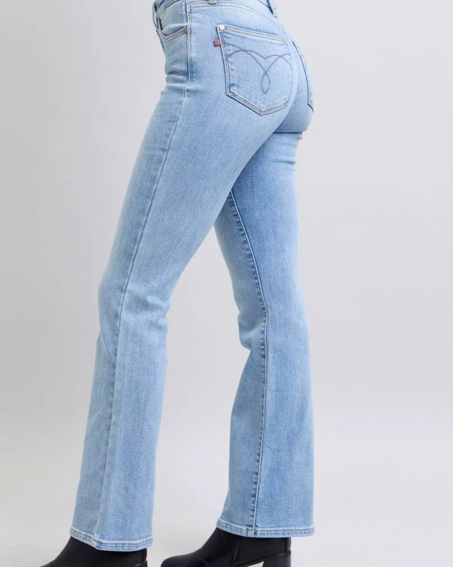 Judy Blue Mid Rise Thermal Bootcut Jeans - Sleekdenim.com