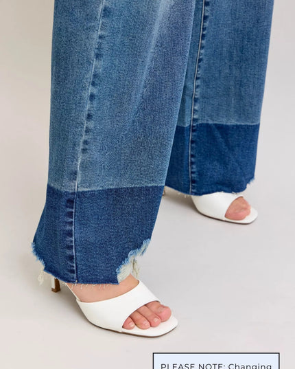 Judy Blue Raw Hem High Waist Column Straight Jeans - Sleekdenim.com
