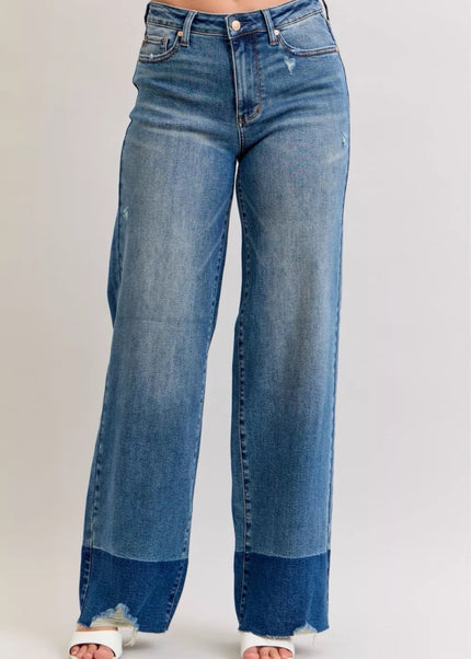 Judy Blue Raw Hem High Waist Column Straight Jeans - Sleekdenim.com