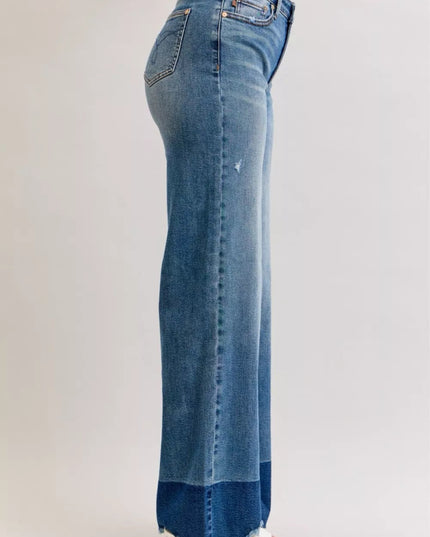 Judy Blue Raw Hem High Waist Column Straight Jeans - Sleekdenim.com
