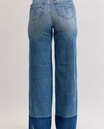 Judy Blue Raw Hem High Waist Column Straight Jeans - Sleekdenim.com