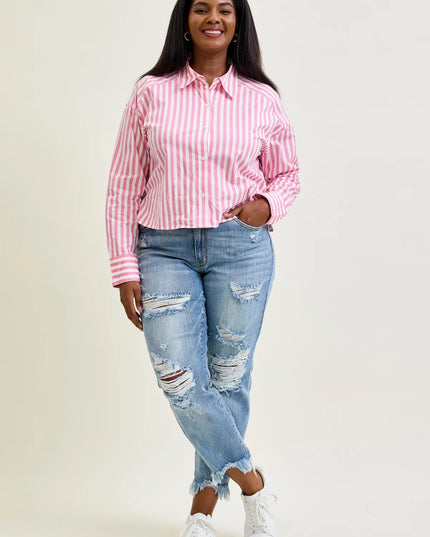 Judy Blue "Alexis" Light Bleach Splash Boyfriend Jeans 82155 - Sleekdenim.com