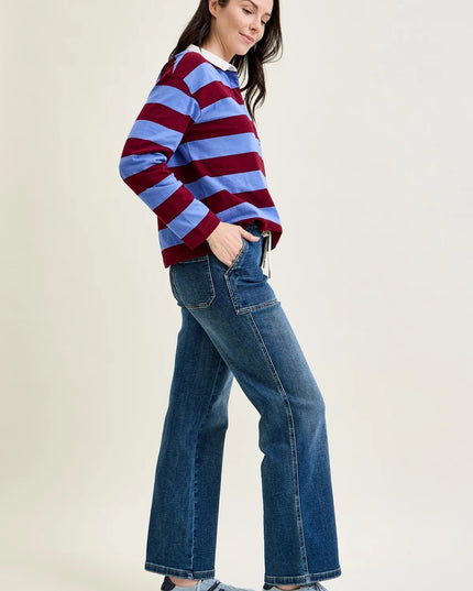 Judy Blue "Blair" High Rise Drawstring Wide Leg Jeans 88856