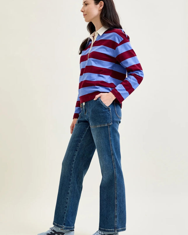 Judy Blue "Blair" High Rise Drawstring Wide Leg Jeans 88856