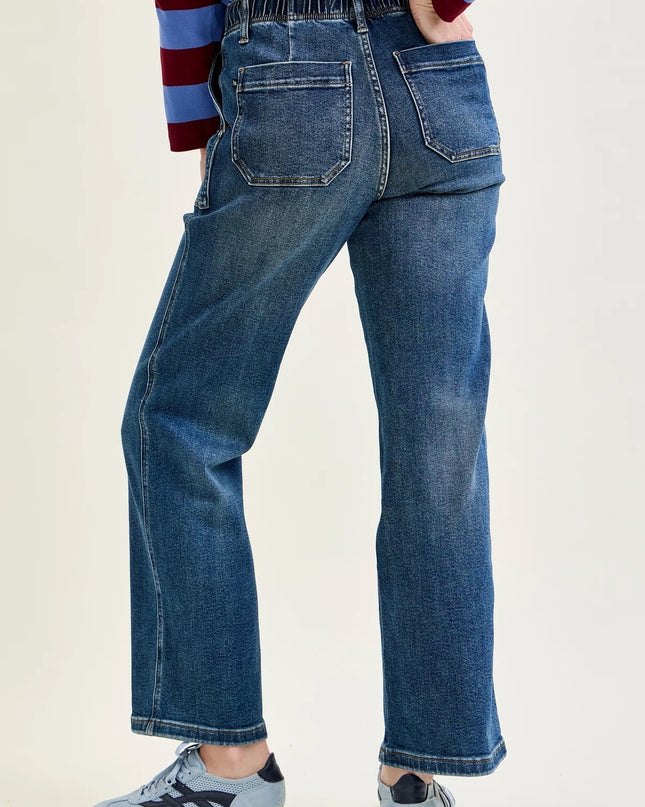 Judy Blue "Blair" High Rise Drawstring Wide Leg Jeans 88856