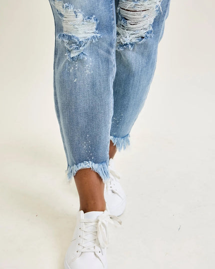 Judy Blue "Alexis" Light Bleach Splash Boyfriend Jeans 82155 - Sleekdenim.com