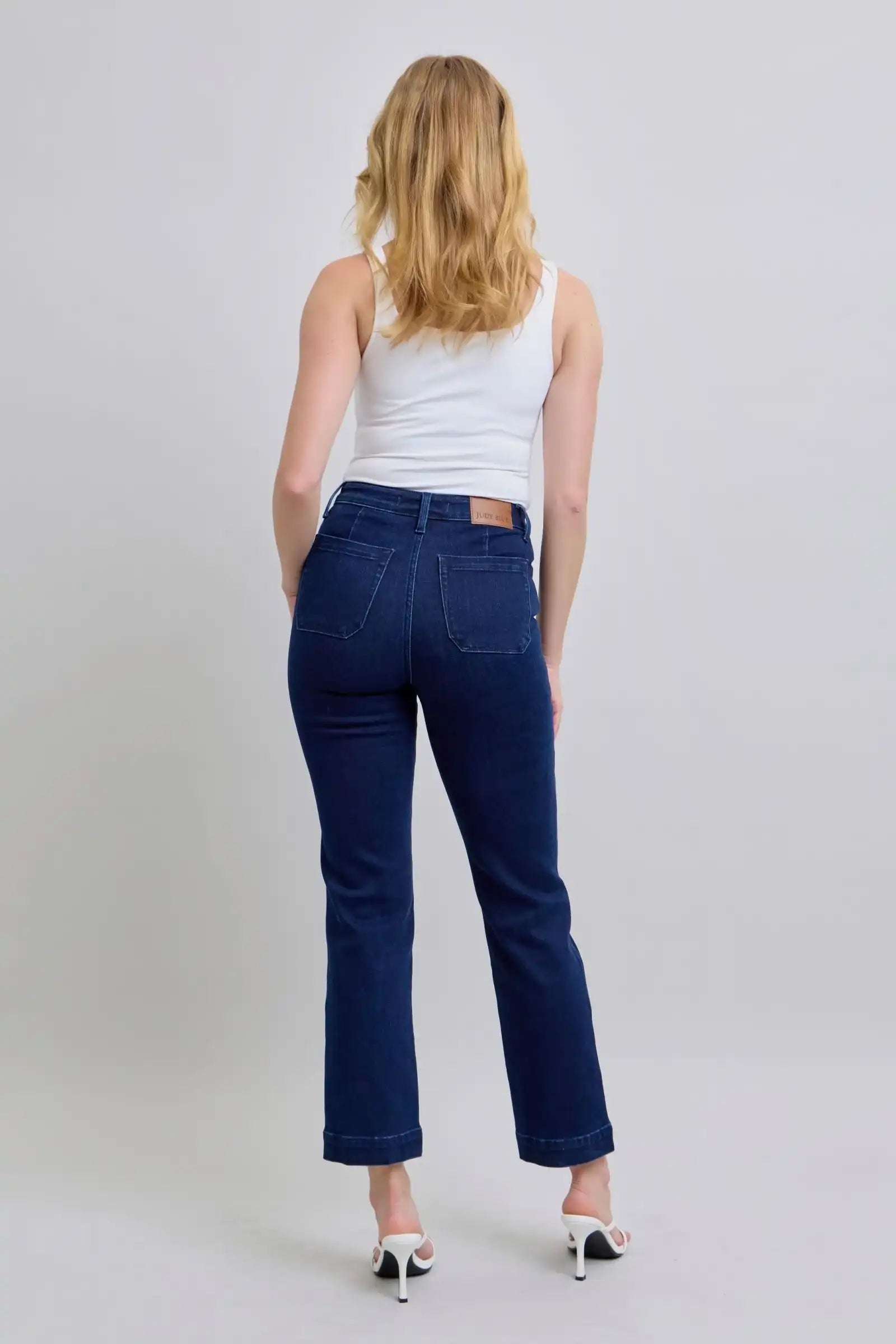 Judy Blue Vintage Dark Wash Utility Straight Leg Jeans 88918 - Sleekdenim.com