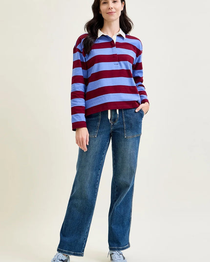 Judy Blue "Blair" High Rise Drawstring Wide Leg Jeans 88856