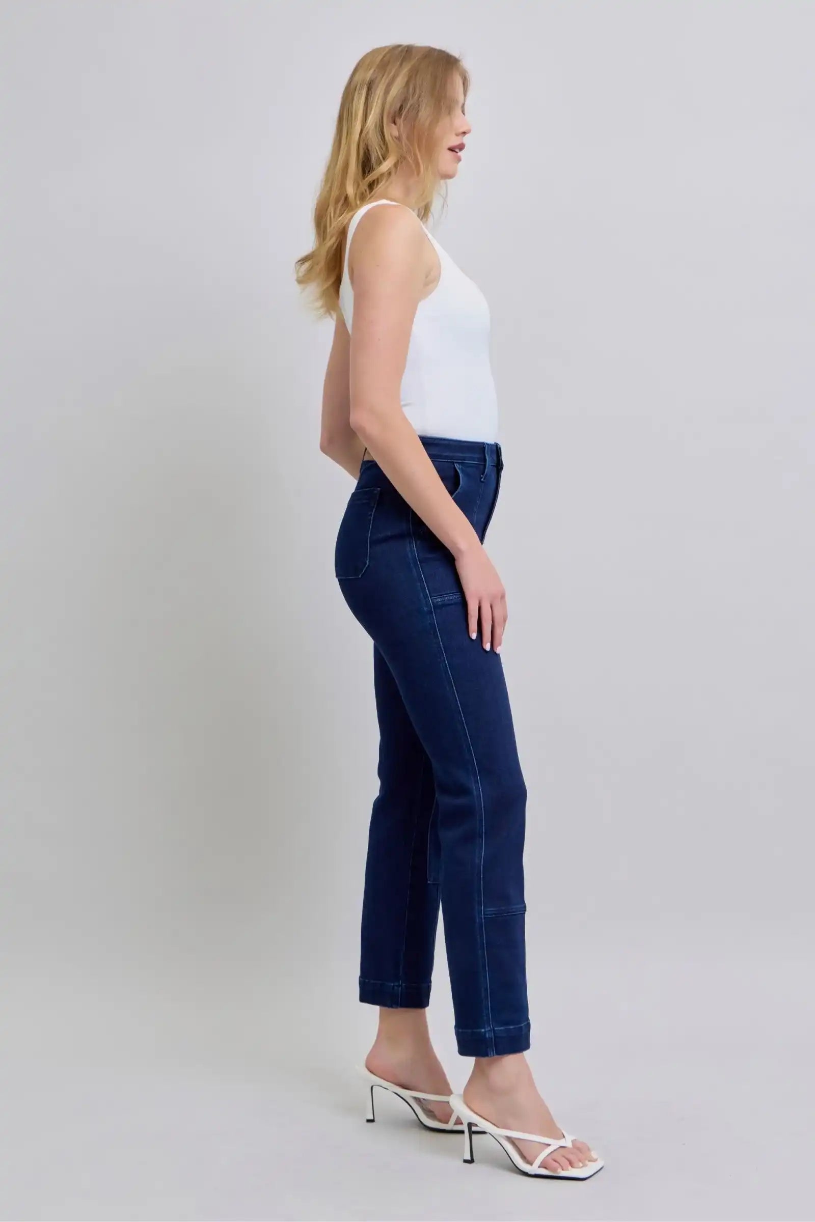 Judy Blue Vintage Dark Wash Utility Straight Leg Jeans 88918 - Sleekdenim.com