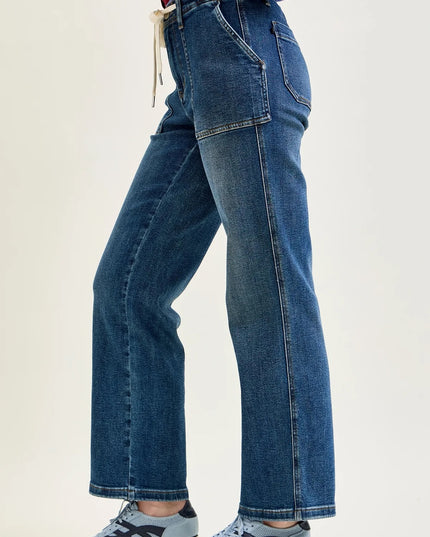 Judy Blue "Blair" High Rise Drawstring Wide Leg Jeans 88856