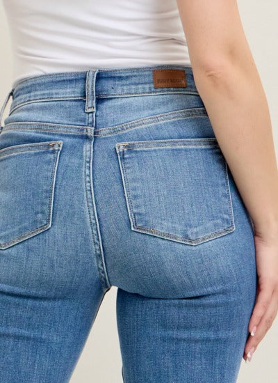 Judy Blue Plaid Cuffed High Rise Cuffed Straight Leg (Long Inseam Option) 88707 - Sleekdenim.com