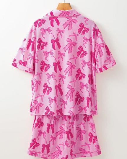 JUNIPER BLVD Bow Shirt and Shorts Pajamas Set - Sleekdenim.com