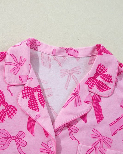 JUNIPER BLVD Bow Shirt and Shorts Pajamas Set - Sleekdenim.com