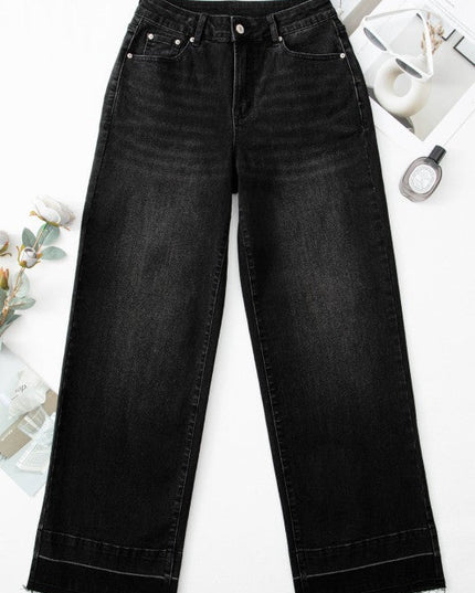 JUNIPER BLVD Denim Raw Hem Straight Leg Jeans - Sleekdenim.com
