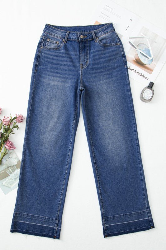JUNIPER BLVD Denim Raw Hem Straight Leg Jeans - Sleekdenim.com