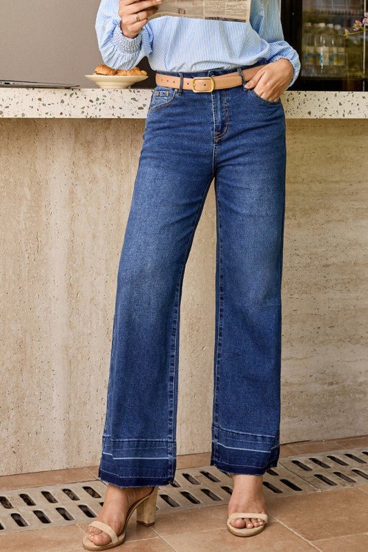 JUNIPER BLVD Denim Raw Hem Straight Leg Jeans - Sleekdenim.com