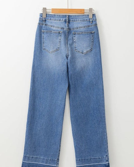 JUNIPER BLVD Denim Raw Hem Straight Leg Jeans - Sleekdenim.com