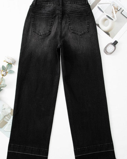 JUNIPER BLVD Denim Raw Hem Straight Leg Jeans - Sleekdenim.com