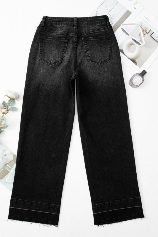 JUNIPER BLVD Denim Raw Hem Straight Leg Jeans - Sleekdenim.com