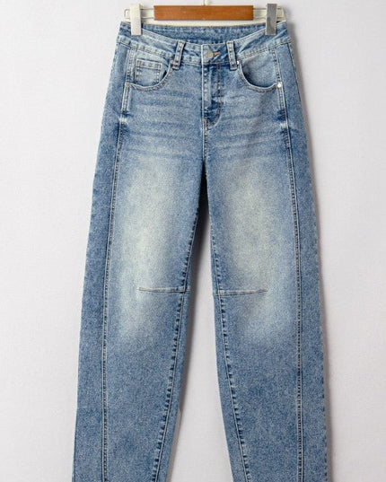 JUNIPER BLVD Denim Vintage Washed Seam Shift Jeans - Sleekdenim.com