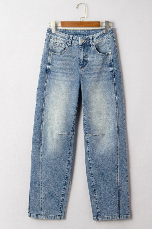 JUNIPER BLVD Denim Vintage Washed Seam Shift Jeans - Sleekdenim.com