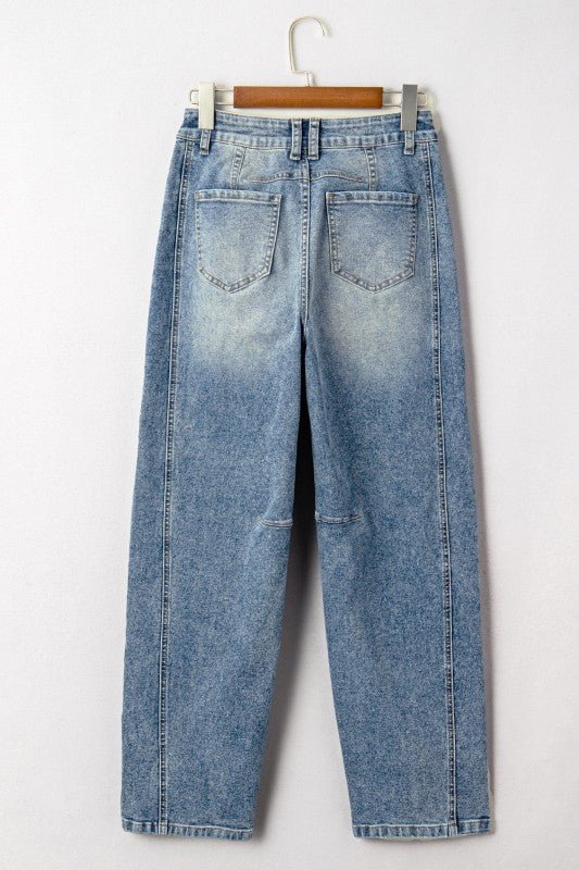 JUNIPER BLVD Denim Vintage Washed Seam Shift Jeans - Sleekdenim.com