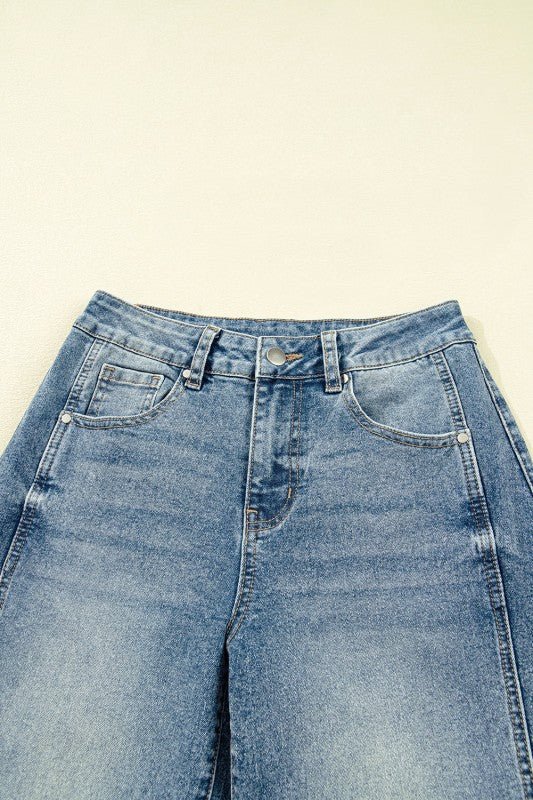 JUNIPER BLVD Denim Vintage Washed Seam Shift Jeans - Sleekdenim.com