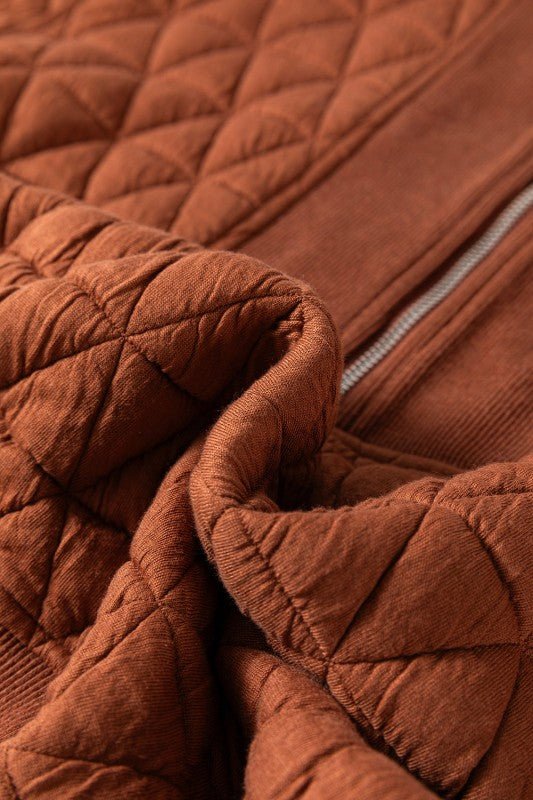 JUNIPER BLVD Geometric Quilted Half - Zip Sweatshirt - Sleekdenim.com