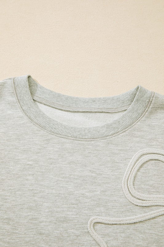 JUNIPER BLVD Plus Size Bow Embroidered Drop Shoulder Sweatshirt - Sleekdenim.com