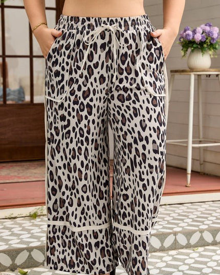 JUNIPER BLVD Plus Size Leopard Reverse Seam Patch Pocket Pants - Sleekdenim.com