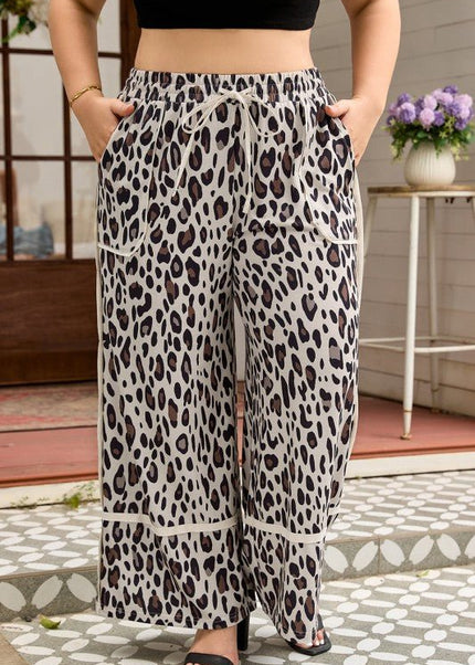 JUNIPER BLVD Plus Size Leopard Reverse Seam Patch Pocket Pants - Sleekdenim.com