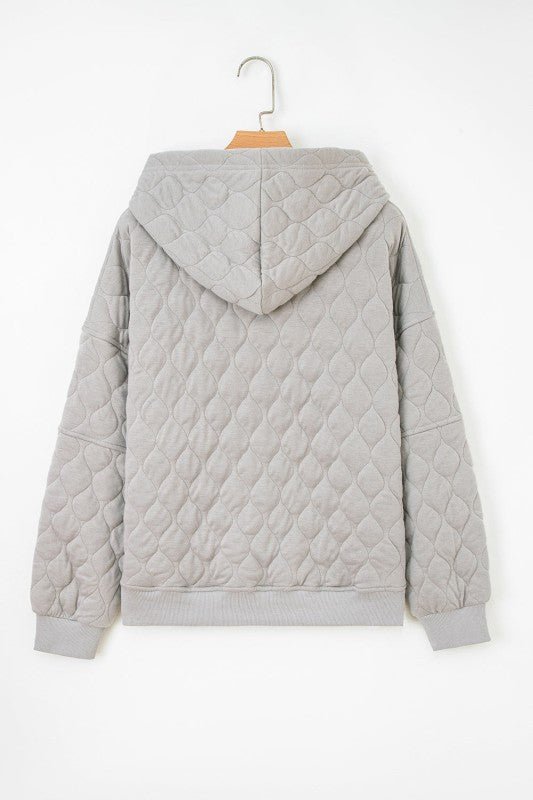 JUNIPER BLVD Plus Size Solid Quilted Quarter Zip Hoodie - Sleekdenim.com