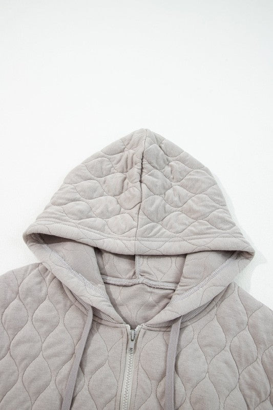 JUNIPER BLVD Plus Size Solid Quilted Quarter Zip Hoodie - Sleekdenim.com