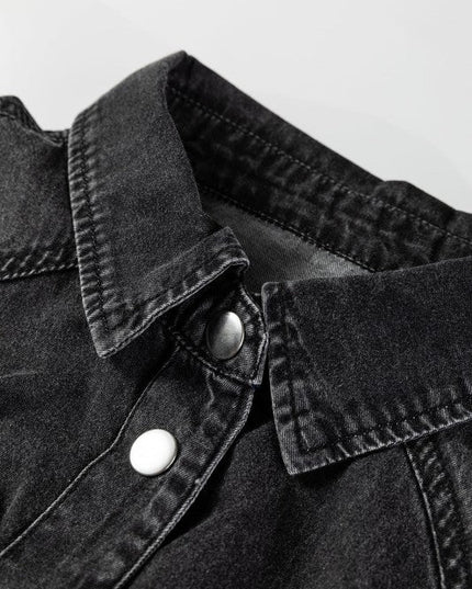 JUNIPER BLVD Solid Denim Chest Pocket Raw Hem Shirt Dress - Sleekdenim.com