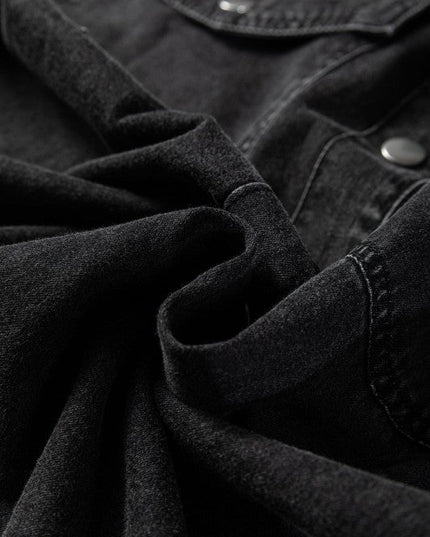 JUNIPER BLVD Solid Denim Chest Pocket Raw Hem Shirt Dress - Sleekdenim.com