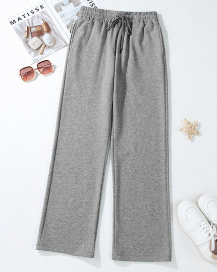 JUNIPER BLVD Solid Fleece - Lined Drawstring Waist Pants - Sleekdenim.com