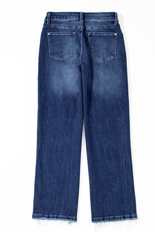 JUNIPER BLVD Solid Mineral Wash Raw Hem Flared Jeans - Sleekdenim.com